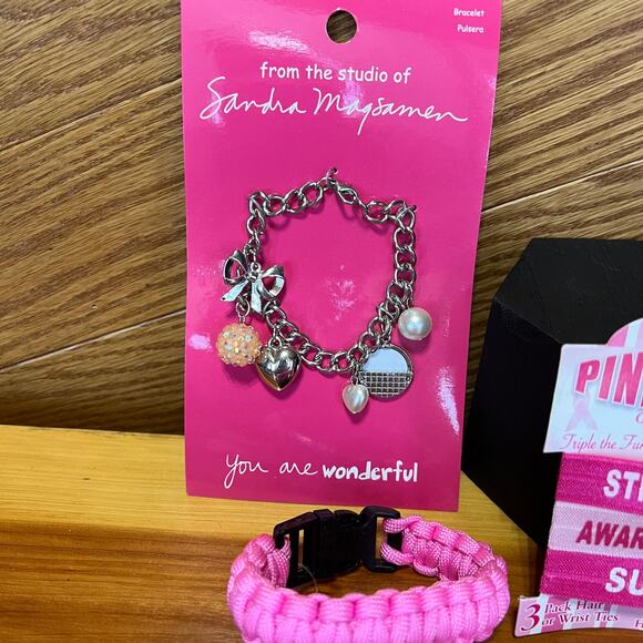 Breast Cancer Awareness Pink Ribbon Jewelry Lot 11 Pink Power Sandra Magsamen - Picture 10 of 11